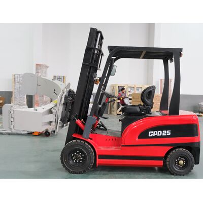 Four Wheel Electric Forklift 2.5 Ton 2500kg with Clamp Attachment Full Electric Big Battery High Efficiency Operation